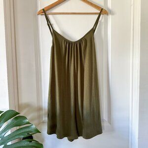 Casual Sleeveless Loose & Breezy Romper/Jumpsuit, Stretchy Army Green Romper, M